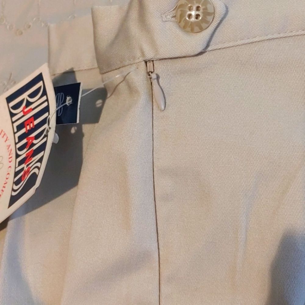 New Vintage Bill Blass Capri Pants Stretch Khaki Embroidered Hem Coastal Sz 16 — image 5 of 8